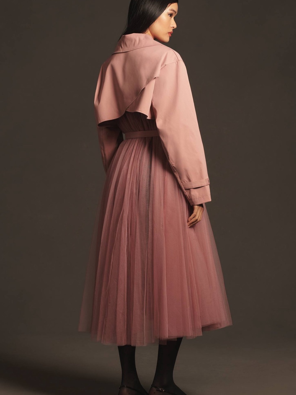 Anthropologie Tulle-Skirted Trench Coat